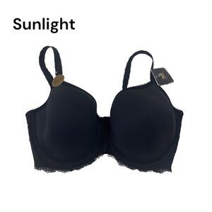 Wacoal T-Shirt Bra 34DDD Lightweight Breathable Black Lace Trim Underwire